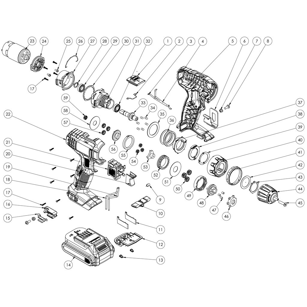 Дрель - шуруповерт, 2 АКБ ДА-18-2-Ли КНМ2