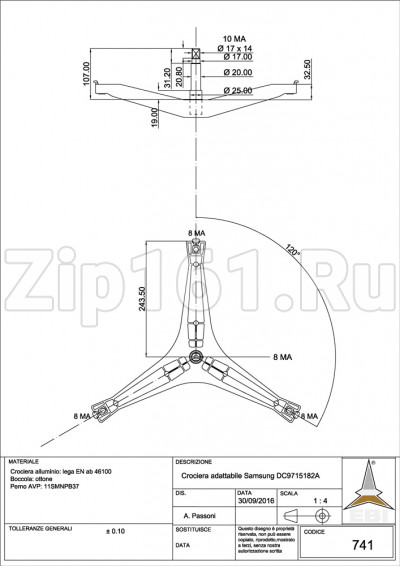 Крестовина барабана SAMSUNG Diamond DC97-15182A EBI cod741 Италия